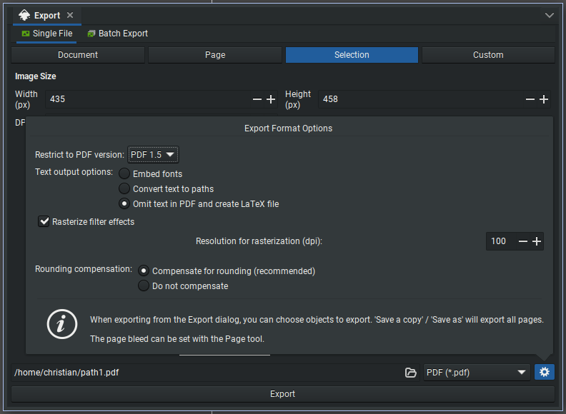 Inkscape export example